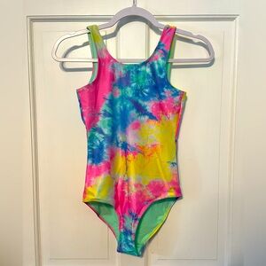 NWT H&M 10-12 Girls Rainbow Tie-Dye One Piece Swimsuit